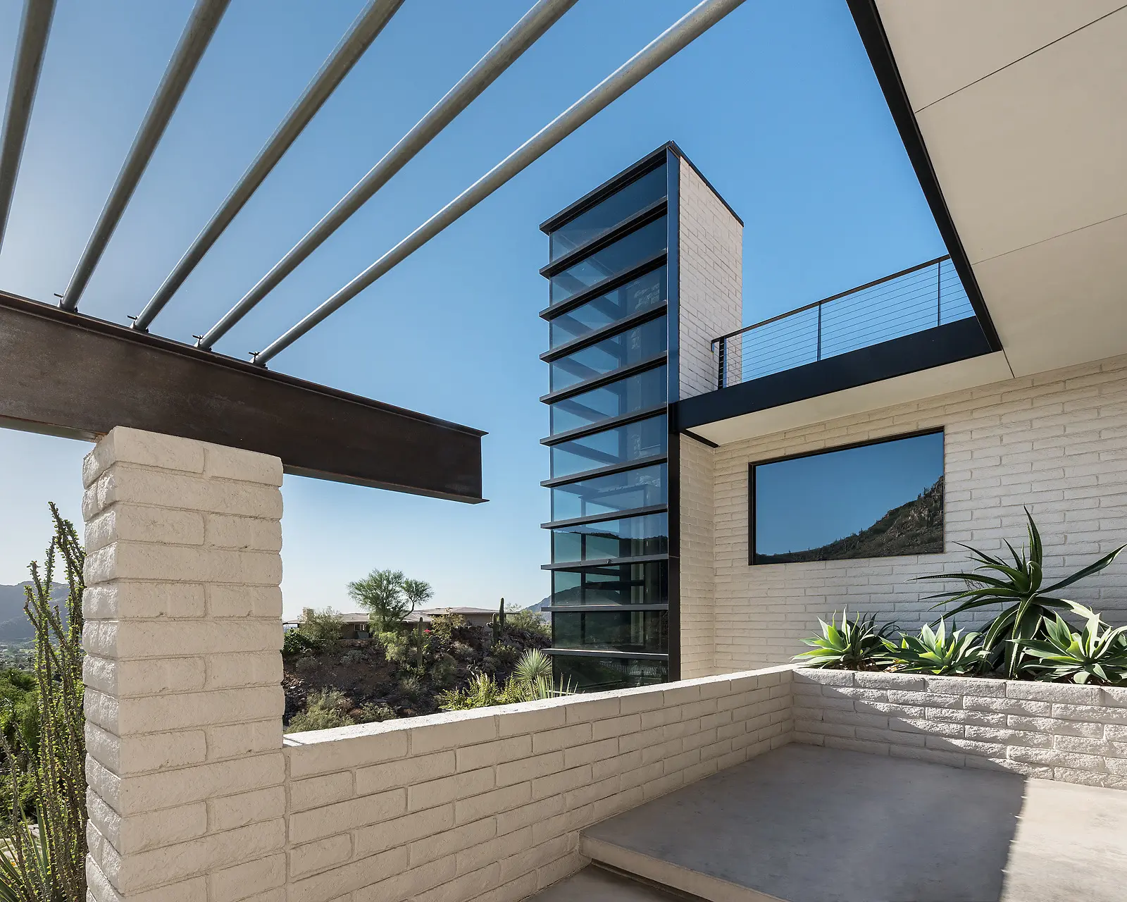 Minimalist home exterior with plants