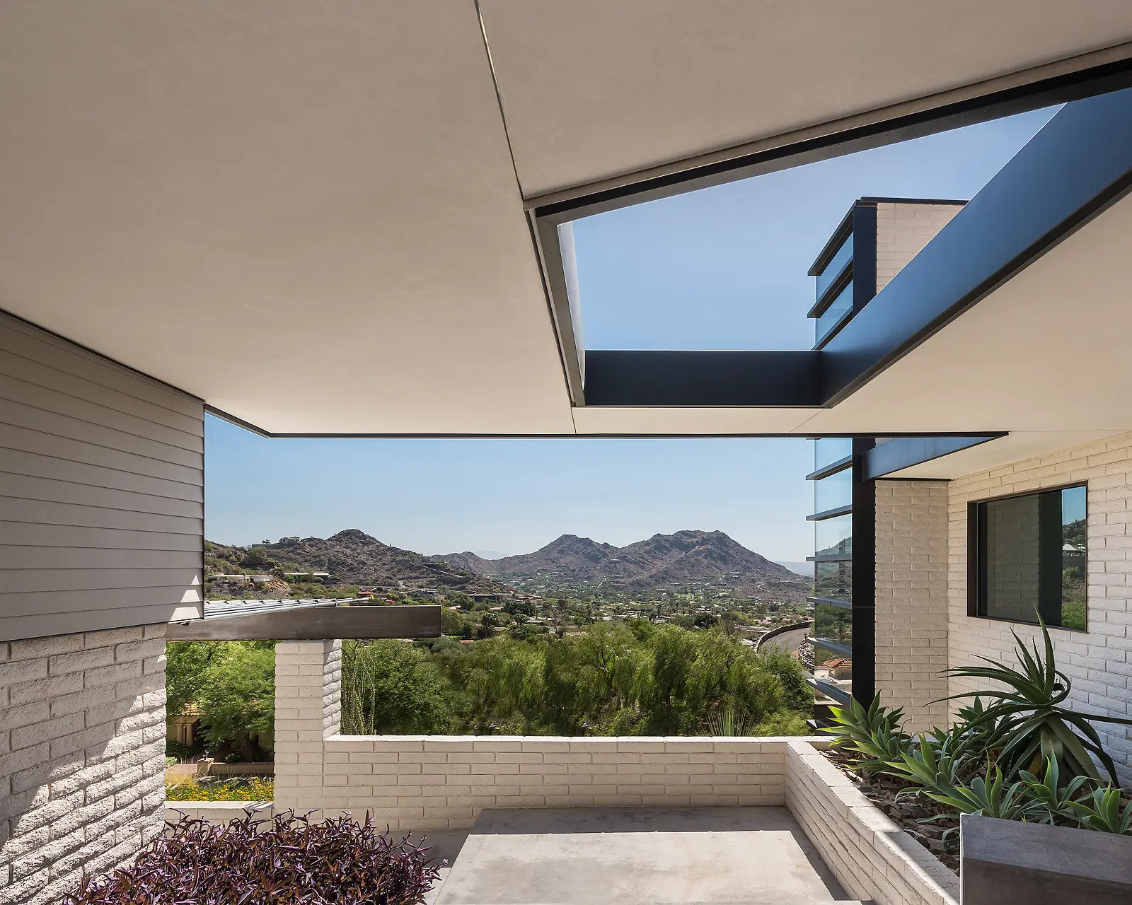 Contemporary architecture and scenic landscape