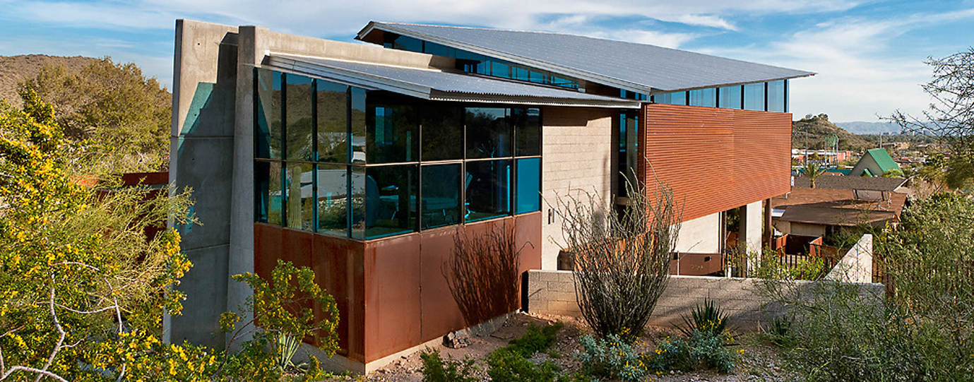 Contemporary house in desert landscape